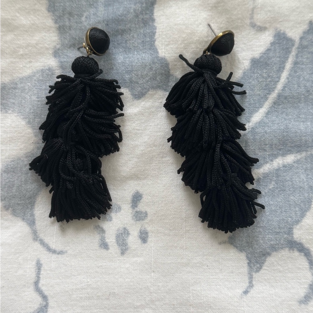 Elegant Black Tassel Earrings